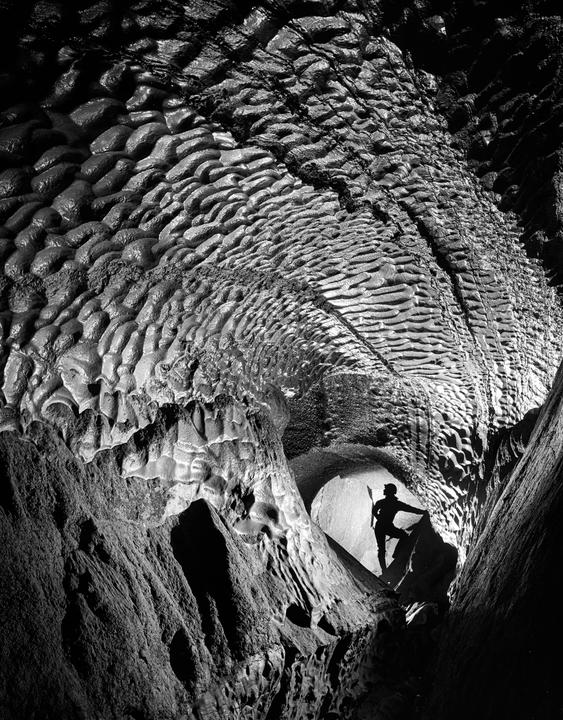 Stream Passage, Unnamed Cave in Pennsylvania. [Intrepid 4x5, Calumet 75mm f4.0, Ilford HP5+, N-0.3 development in D76 1:3, printed on multigrade]