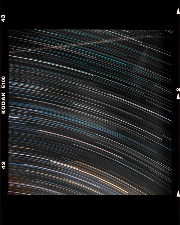 Star trails on slide film - 2 hours exposure on Kodak Ektachrome