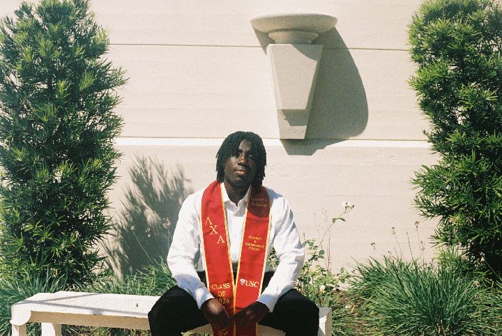 My friends and I graduated from USC this week! Celebrated (in part) by shooting some portraits of my friend | Olympus OM-2n | Portra 400 | 50mm Zuiko Glass
