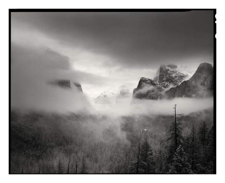 I postponed my winter Yosemite trip by three weeks due to "good weather". I eventually got a nice long streak of rain and mugginess! (8x10 HP5+, Fuji W 300mm, Chamonix Alpinist X)