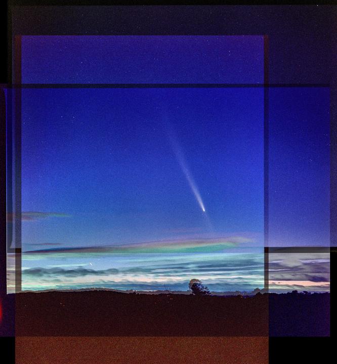 comet tsuchinshan | aligned and stacked | cinestill 800t @ 3200 | mamiya 645e + sekor 80 f/2.8
