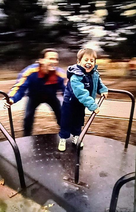 Merry-go-round with Nikon FM2 and 20-35mm Nikkor lens on Fujichrome 400 film