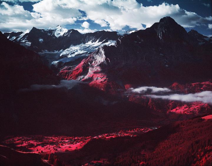 Grindewald, Switzerland [Kodak Aerochrome 1443 (C41), Mamiya 7ii, 80mm, B+W 099 filter]