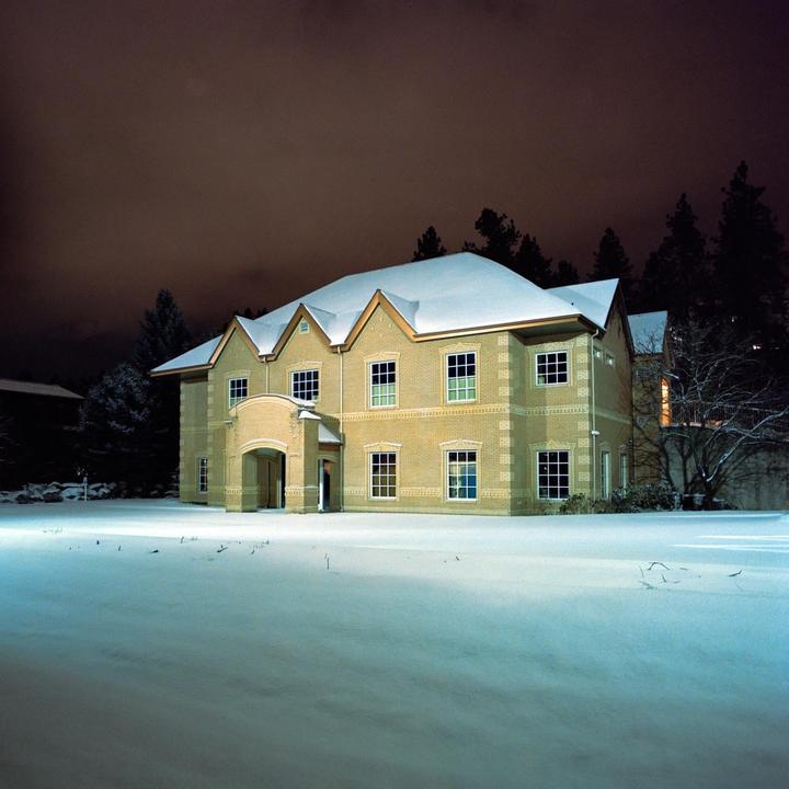 Snowy night photos in my small city. Bronica SQ-A, various lenses, Portra 800