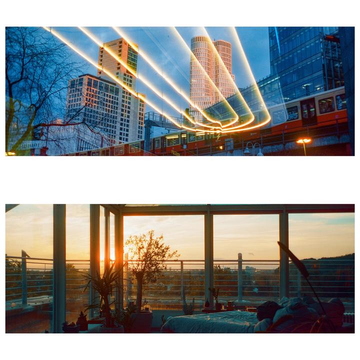 Accidental double exposure on my DIY panoramic camera || Cinestill 800t || 65mm f/3.5