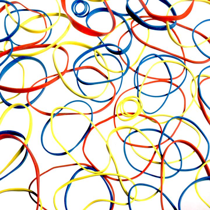 Composition with rubber bands [Sinar F, Velvia 50, 180mm]
