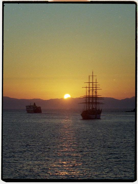 Pirate ships at sunset [Nikon F3, 50mm 1.8, Portra 160]