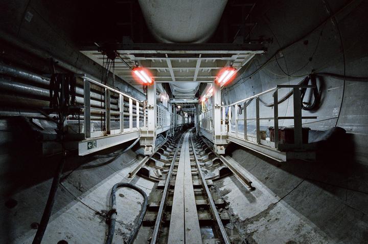 Tunnel construction project shot last year on a canon eos 50e, sigma 14-24, on Cinestill 800T.