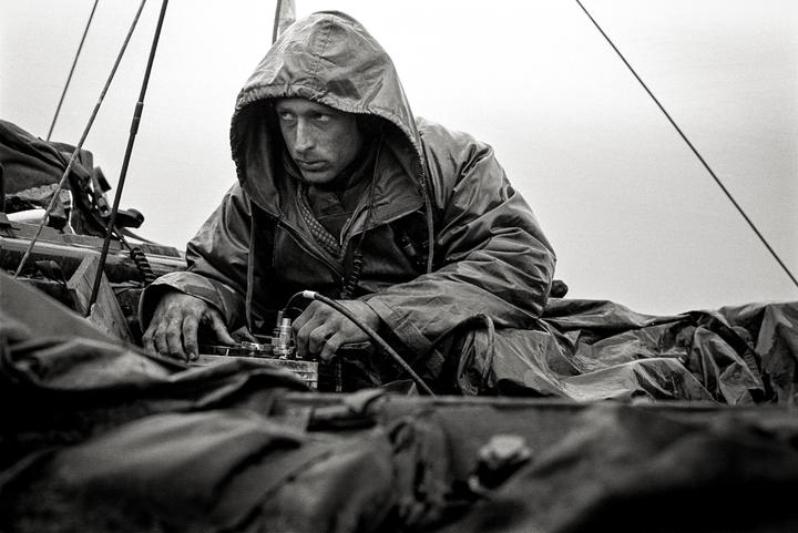 Desert Storm 35th Anniversary: A paratrooper from the 313th MI Battalion (82nd Airborne) after 100 hours of no sleep during the Ground War. (Shot with a Nikon FM, 35mm f/2 AI-S on Tri-X 400 film)