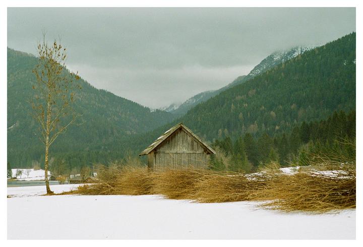 Snowy morning hike in stormy weather [Nikon F100, Portra/UltraMax]