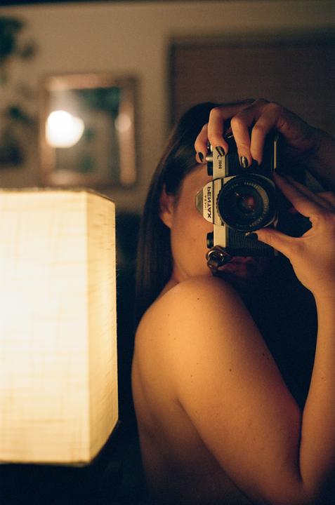 Low Light - Self Portrait. Pentax K1000/50mm/Kodak Portra 400