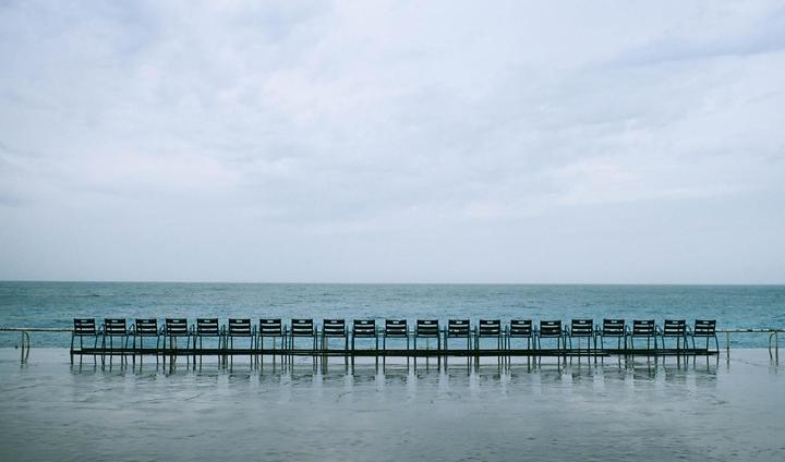 Empty chairs, rainy days (Pentax LX, Portra 160 i think)