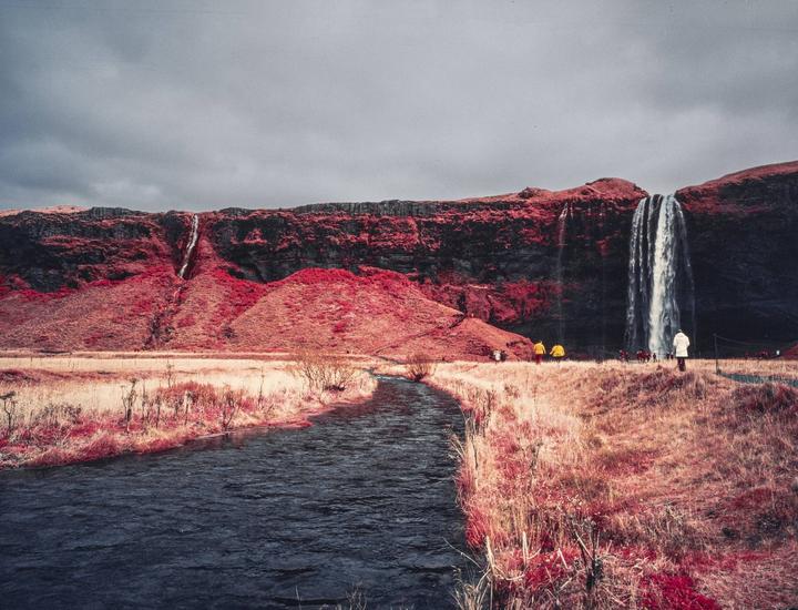 Seljalandsfoss - Iceland [Mamiya 7, 50mm, Kodak Aerochrome, O56 Filter]
