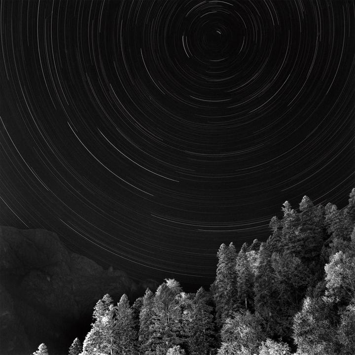 Star trails in the Caucasus Mountains [Minolta Autocord | Ilford HP5]