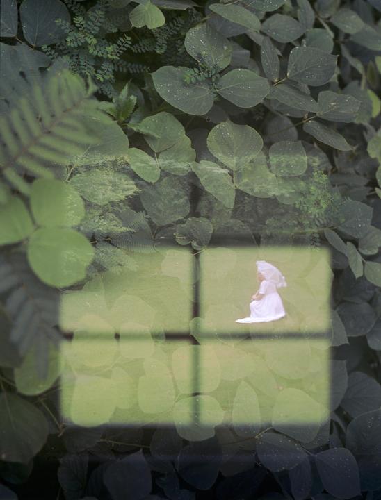 Self portrait double exposure (Zenza Bronica ETRC, 75mm, Cinestill 50D)