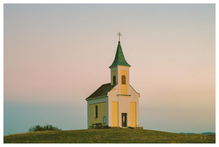 Tiny chapel in the nowhere during twilight. [Nikon F100, Ektar 100]