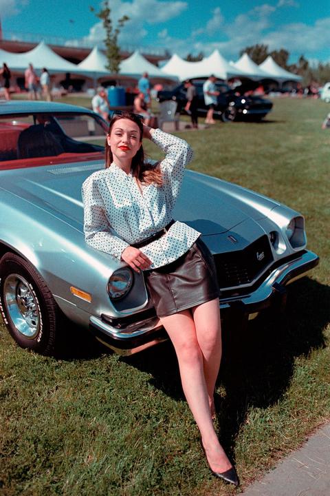 Laura at the car show [Canon EOS-1N, Sigma 35mm f1.4 Art, Kodak Aerocolor IV 2460]