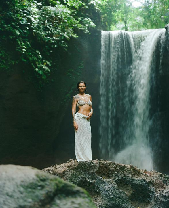 Rebecca By The Waterfall [RZ67 + 110mm f2.8 + Kodak Gold 200]