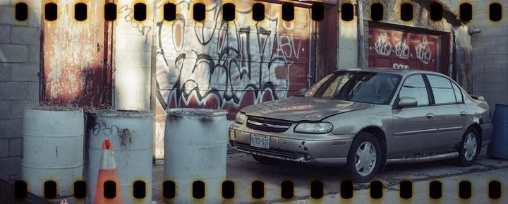 Back alley rust bucket [Fuji GL690, Fujinon S 100mm f/3.5, Kodak Vision3 500T]  Self developed and scanned