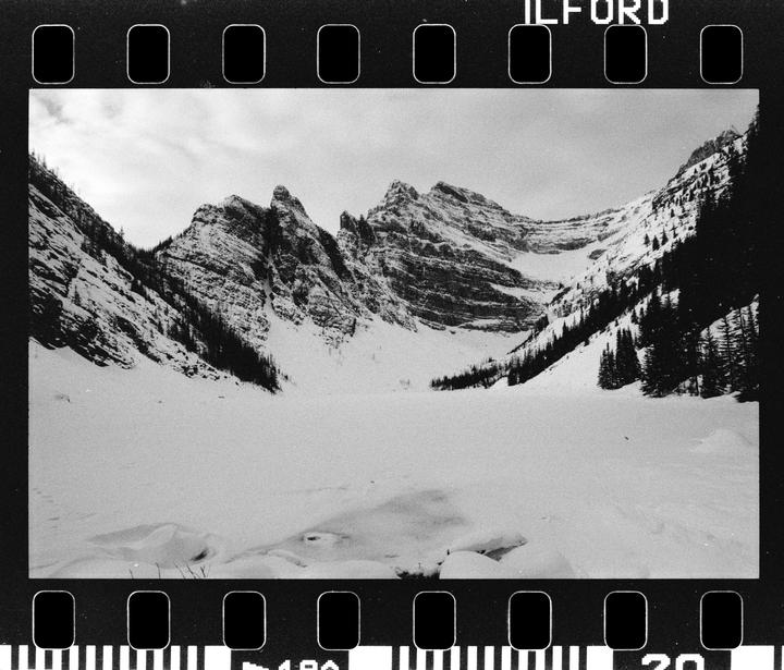 Lake Agnes, Nikon F65, Nikkor 24mm, Delta 3200