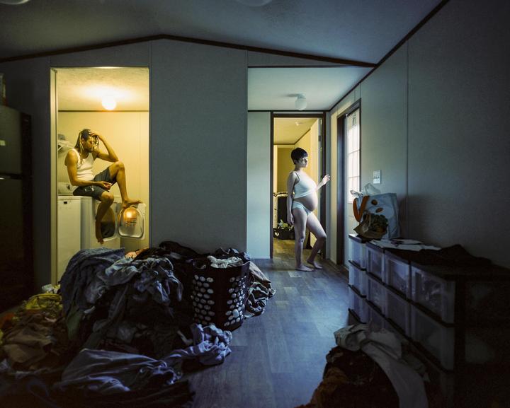 Photographs of Nena and her partner in their new home. One of the prints now hangs in the Museum of Contemporary Art in Atlanta, Ga. Mamiya 7II + 43mm f/4.5 + Cinestill 800T (Indoor) and Mamiya 7II + 65mm f/4 + Kodak Ektar 100 (Outdoor)