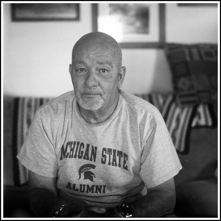 One of the last photos I took of my father before he passed in 2024. Calumet 4x5 view camera/can't remember lens. Shot on Fomapan 100. I had to crop in because I didn't load the film all the way into the camera.