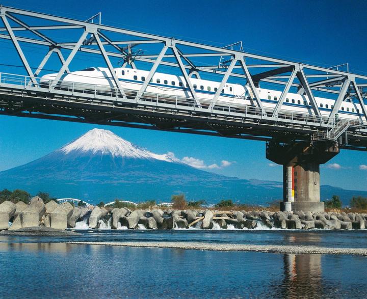 Shinkansen and Fuji | Graflex Speedgraphic 2X3 | Fujinon W 150mm F/6.3 | Lomography 800