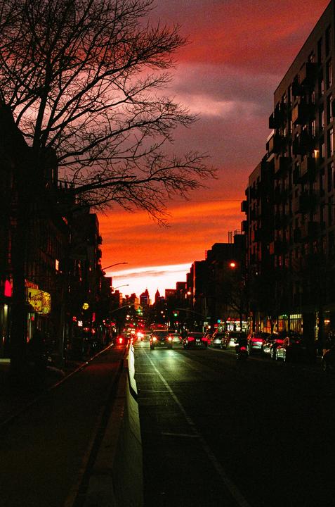 Deep Red Sunset. Nikon F, Pre-AI 50mm 1.4, Portra 800