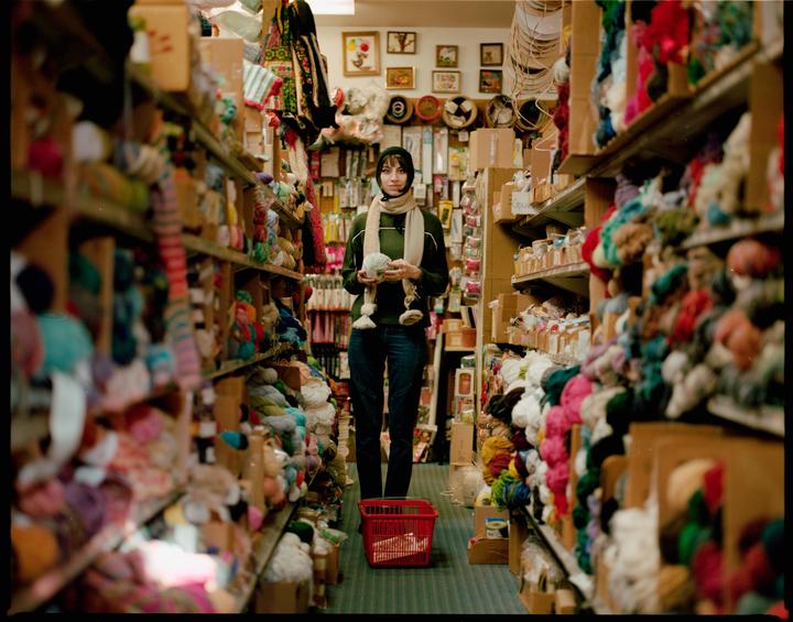 My girlfriend found the best yarn shop. (RZ67, 110mm 2.8 Portra 400)
