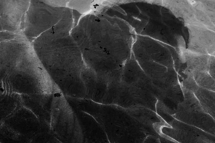 Light patterns are visible on a dark, textured surface.