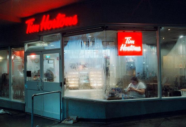 Timmie's (Nikon F100, Cinestill 800t, 35mm)