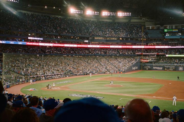 Took my camera to a World Series game [Portra 800]