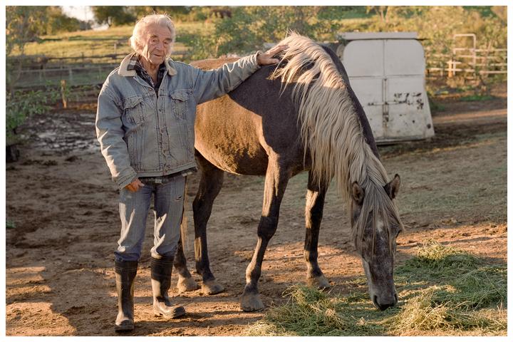Manfred (84) and his rescued dog Brundhilde rescue horses (see comment) [Pentax67, Nikon FM3A, Portra, 250D]