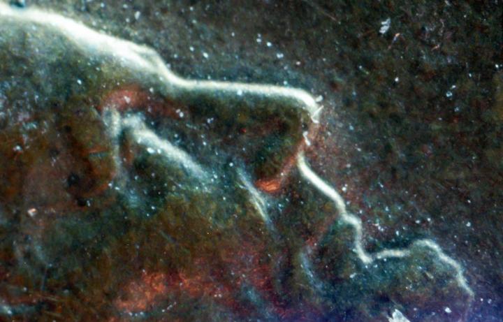 The Lincoln Nebula — Superia X-tra 400, Minolta XD, MD 50/3.5 macro, Minolta bellows iii, two sets of extension tubes, for a total of 32cm between camera lens mount and rear lens element.