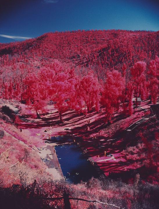 Oasis [Kodak Aerochrome 1443 (E6), Mamiya 645AFDII, 45mm, B+W 040 orange filter + CPL]
