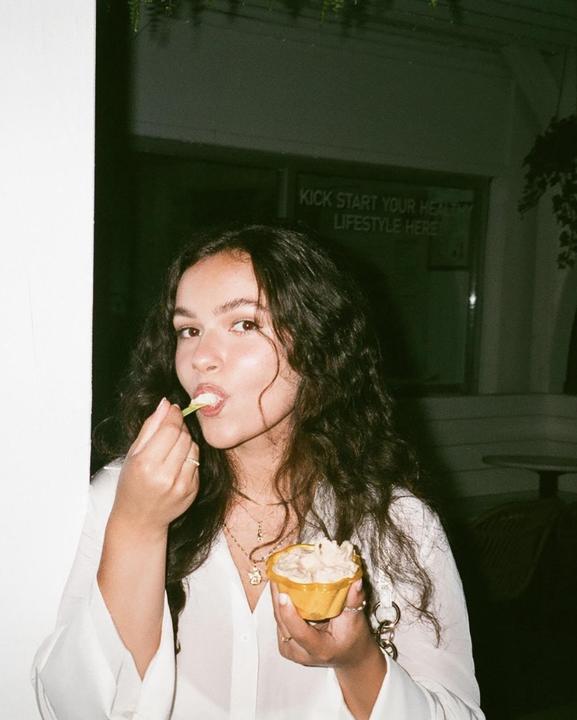 A friend took a photo of me taking my daily gelato break