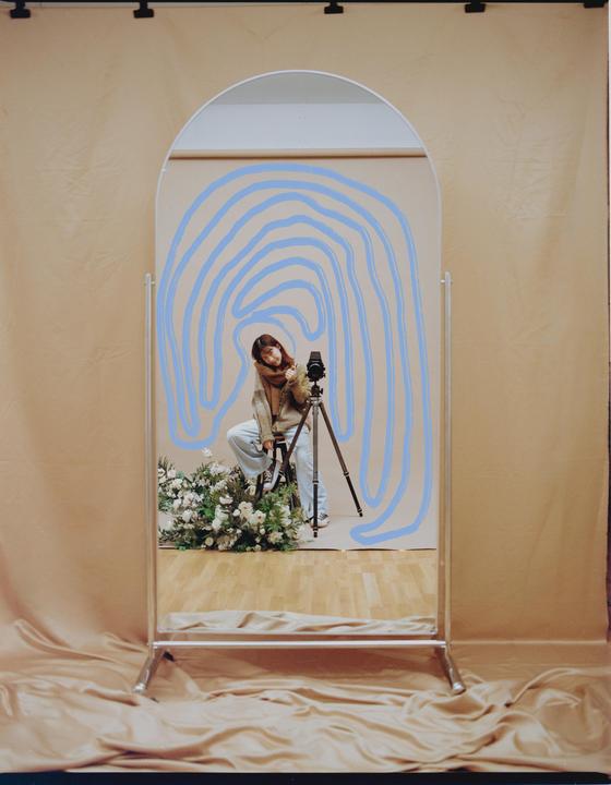 Self-portrait (Paint on scan in IPad) [RZ67, Sekor 127mm C, Portra 400]