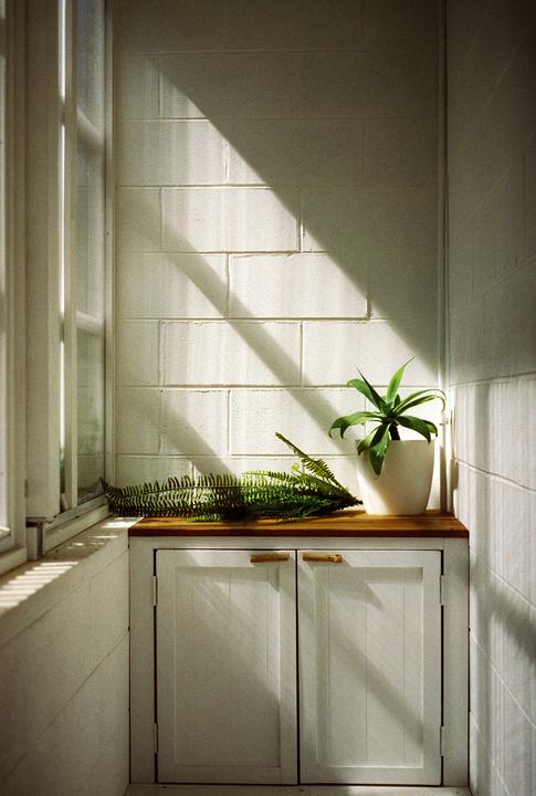 Sunlight beneath the stairs [Nikon F4, Nikkor 55mm f/2.8, Cinestill 400D]