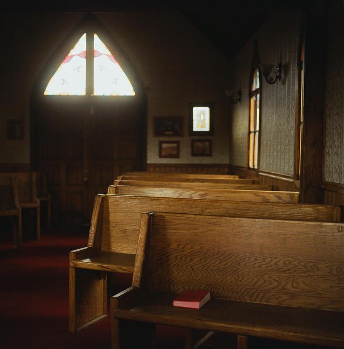 Ghost town church interior, Central Nevada. Fuji GF670 | Portra 800