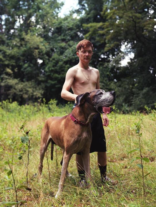 A man and his Dane (Bronica ETRS, Zenzanon 75mm f/2.8, gold200)