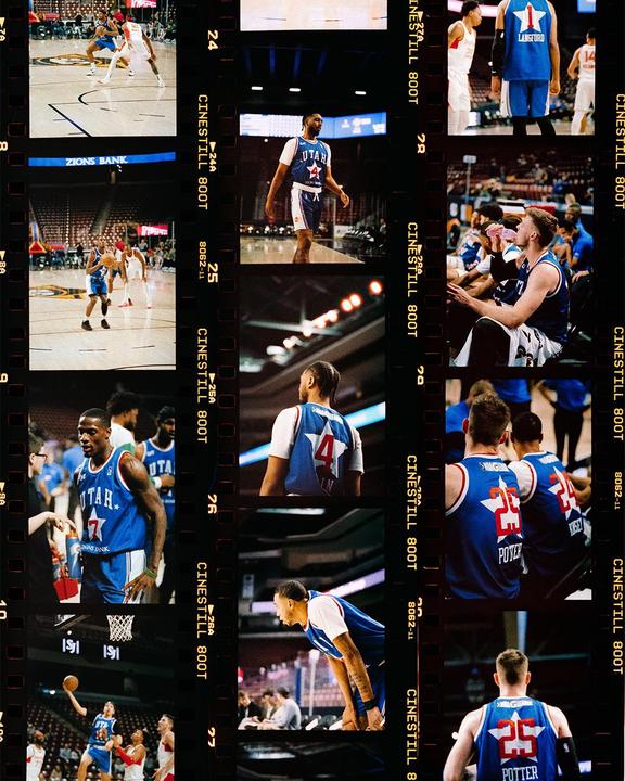 Shot an NBA G League game on film (Contax G2, 90mm f2.8, Cinestill 800t)