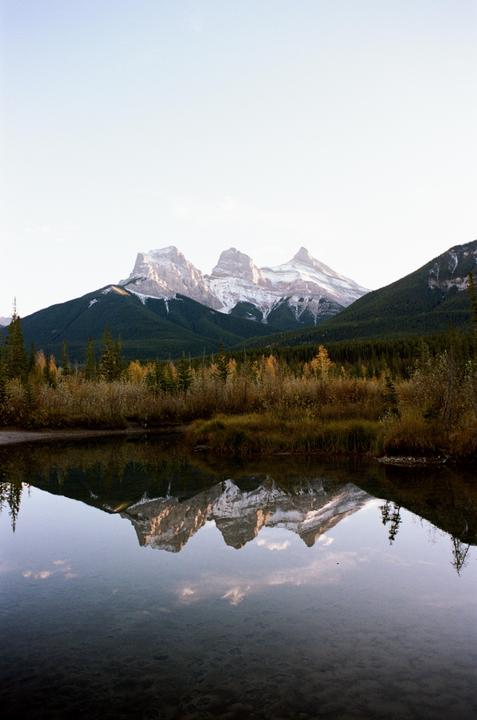 The Three Sisters. Canmore, Alberta, Canada. [Minolta SRT-202, 28mm f/ 3.5, Portra 160]