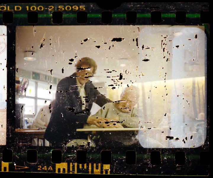 I found an abandoned film strip in a liquor store parking lot, so I took it home and scanned it. (Kodak Gold 100. Camera, lens, photographer, unknown.) [Found Film]