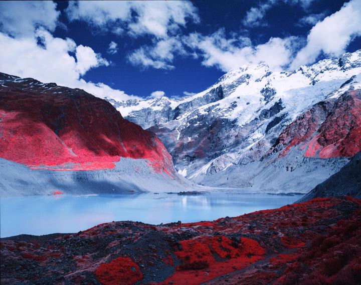Lake Müller, New Zealand [Pentax 67ii, Aerochrome (C41), 55mm, B+W 023 yellow filter + polarizer]
