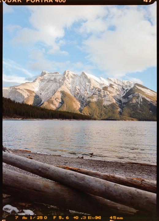 Golden Hour at Lake Minnewanka [Pentax 645N, 45-85mm f4.5, Portra 400]