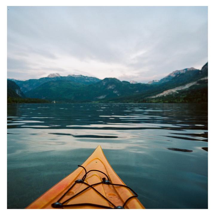 Even with a wide lens, you sometimes have to decide: have the kayak in focus or the background. Which would you pick? [Mamiya 6, Portra 400]