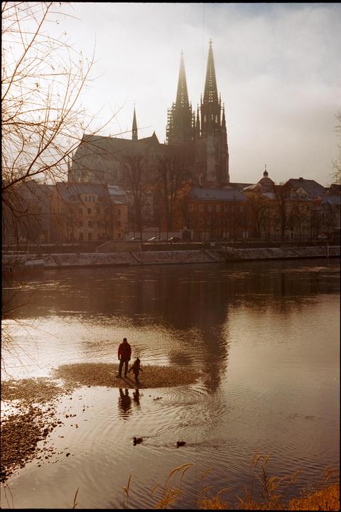 Stone, Spires, and Sunlight - Regensburg, Germany - Minolta CLE | 40mm f/2 | Vision3 250D