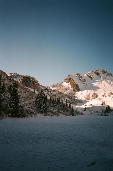 In the mountains with long expired fujicolor 100 and Fuji Cardia Mini