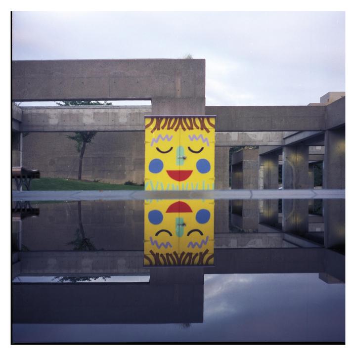 Liminal smiley box. [Yashica Mat, Cinestill 400d]