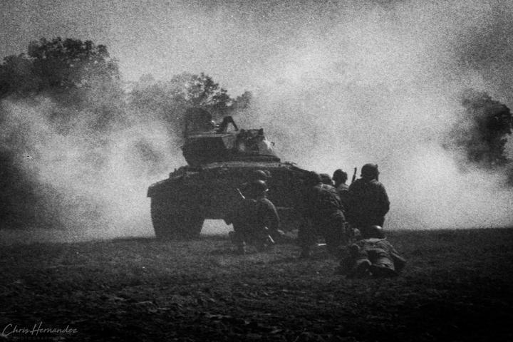 WW2 reenactment shot with Speed Graphic, Leica IIIa, and FED I